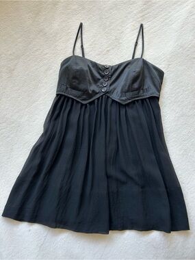 BCBG MaxAzria Silk Black Babydoll Tuxedo Cami